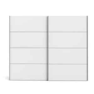 TVILUM Verona skydedørsskab hvidt træ laminatoverflade 2 skydedøre med hylder bred