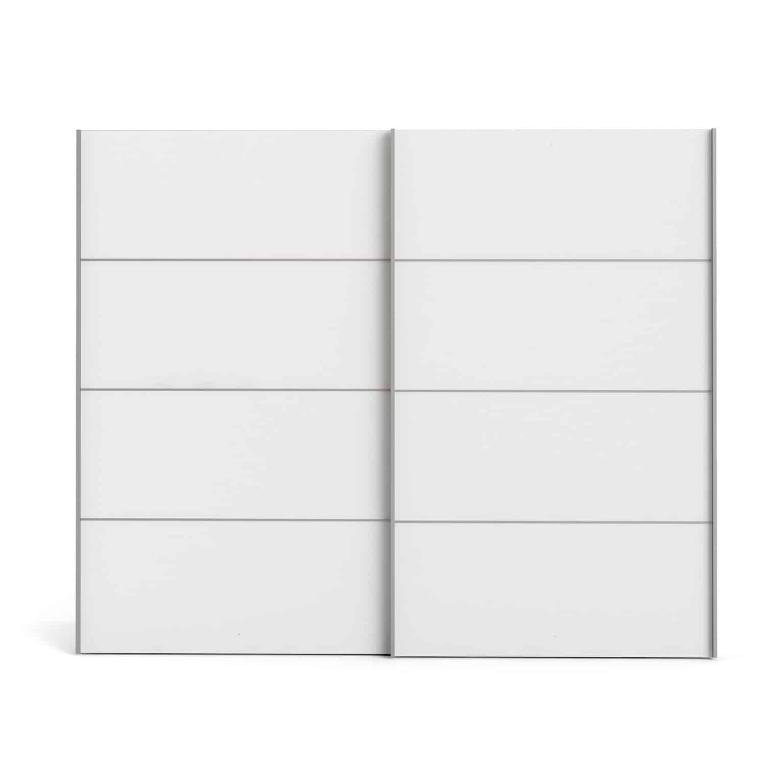 TVILUM Verona skydedørsskab hvidt træ laminatoverflade 2 skydedøre med hylder bred