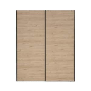 TVILUM Bergamo garderobeskab, m. 2 skydelåger, 2 bøjlestænger, 2 hylder 180x220cm - Jackson Hickory træ