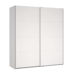 TVILUM Bergamo garderobeskab, m. 2 skydelåger, 2 bøjlestænger og 2 hylder 180 x 200 cm - hvid træ