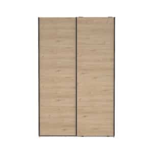 TVILUM Bergamo garderobeskab, m. 2 skydelåger, 2 bøjlestænger, 2 hylder 140x220cm - Jackson Hickory træ