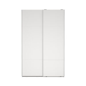 TVILUM Bergamo garderobeskab, m. 2 skydelåger, 2 bøjlestænger, 2 hylder 140x220cm - hvid træ