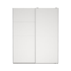 TVILUM Bergamo garderobeskab, m. 2 skydelåger, 2 bøjlestænger, 2 hylder 180x220cm - hvid træ